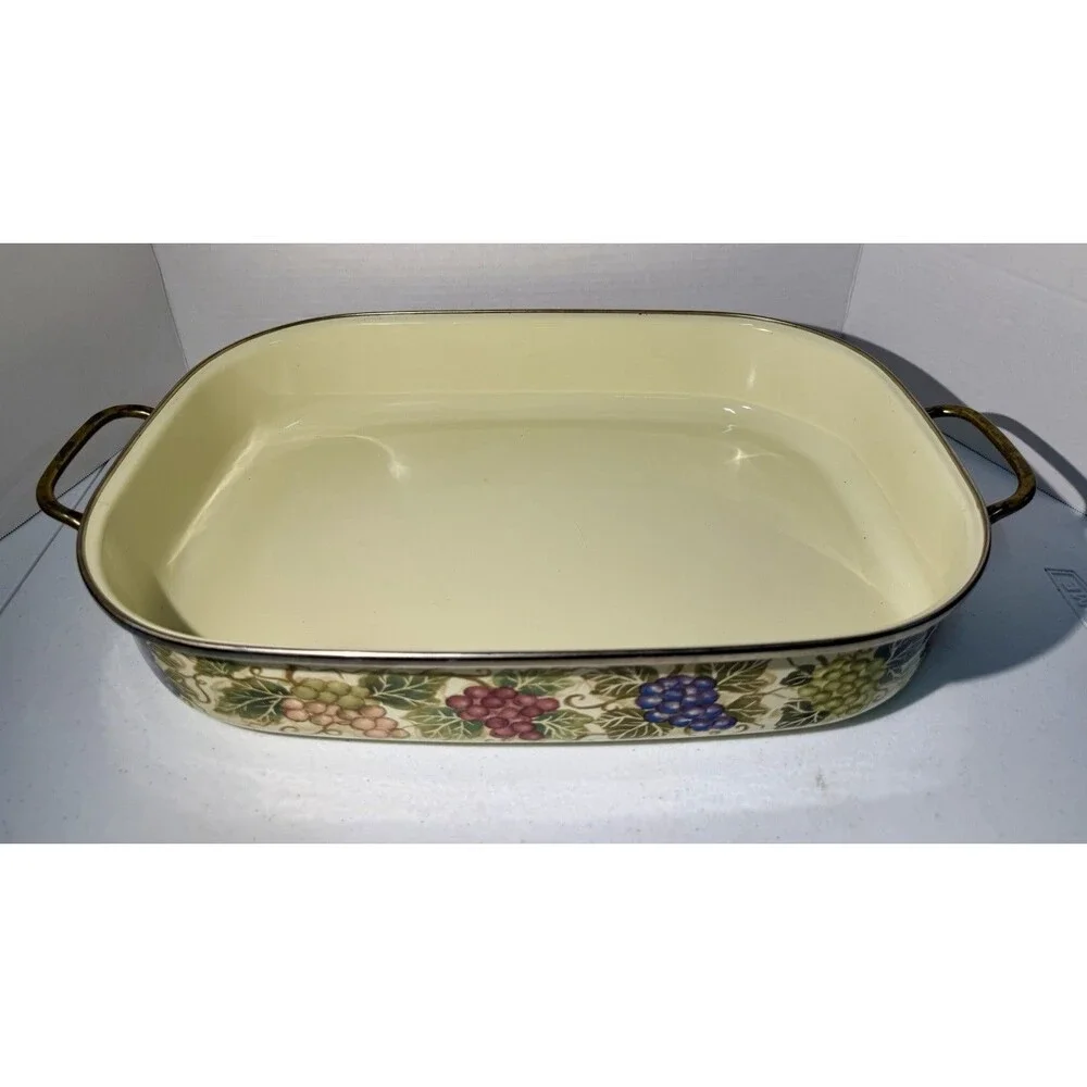 Tabletops Unlimited Cabernet Enamel/Brass Large Lasagna Casserole Pan 16”
